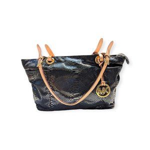 Black Patent Leather Tote Jet Set Python Embossed Fob Clean 2011